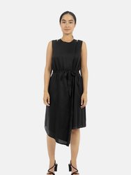 Funchal Asymmetric Wrap Dress Black - Black