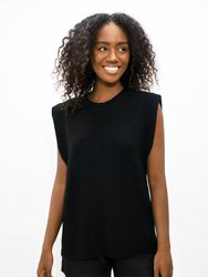 Napoli  - High Neck Knitted Top - Licorice - Licorice