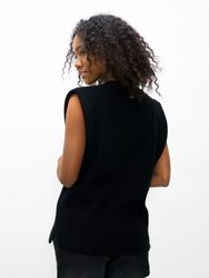 Napoli  - High Neck Knitted Top - Licorice