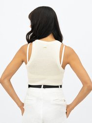 Sao Paulo  - Racer Knitted Top - Porcelain