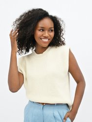 Napoli High Neck Knitted Top - Porcelain