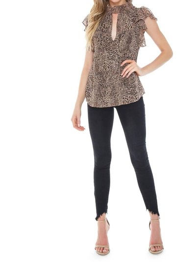 1.State Leopard Muse Smocked Neck Keyhole Blouse In Caramel Multi product