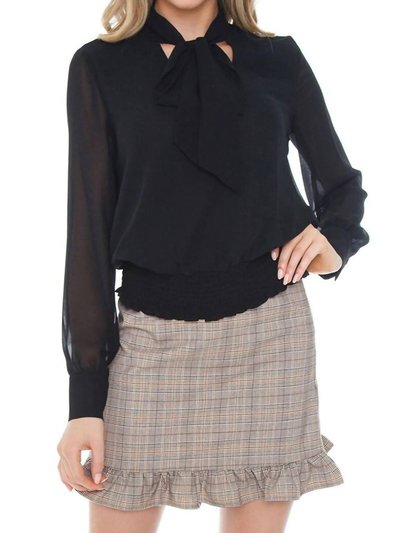 1.State Tie Neck Smocked Waist Blouse In Rich Black product