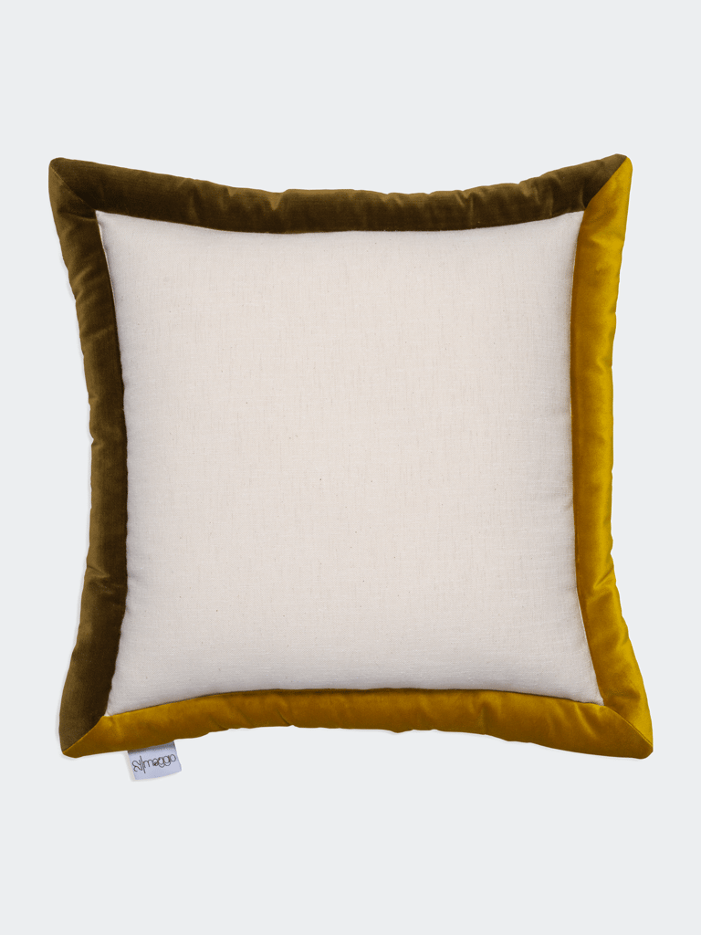 Bicolore Linen Velvet Decorative Pillow - Mustard Yellow
