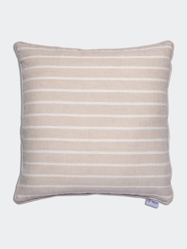 Natura Linen Beige Striped Decorative Pillow - Beige