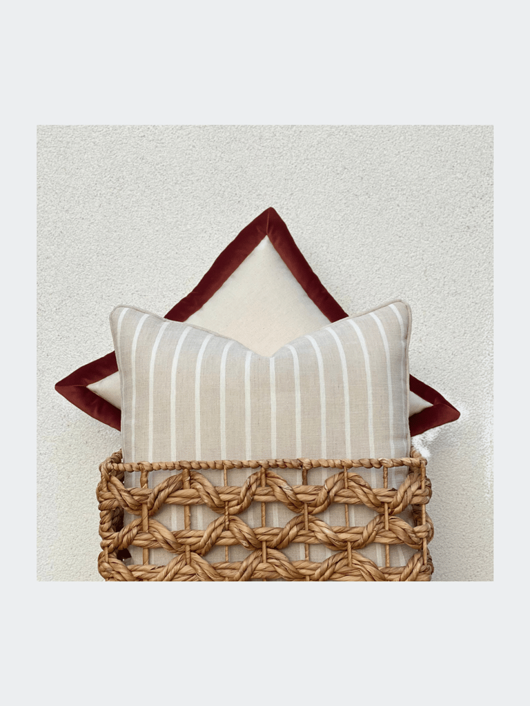 Natura Linen Beige Striped Decorative Pillow