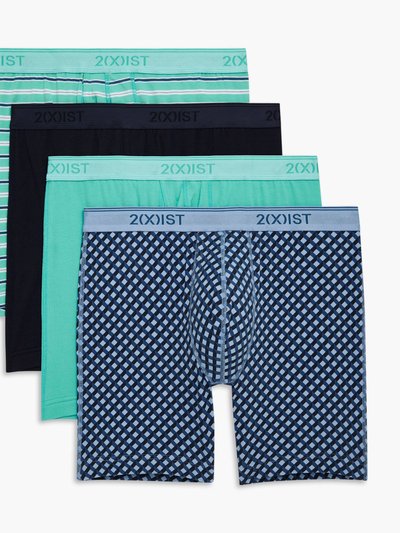 2(X)IST Cotton Stretch 6" Boxer Brief 3+1 Bonus Pack - Printed Stripe/Navy Blazer/Turquoise/Geo X Print product