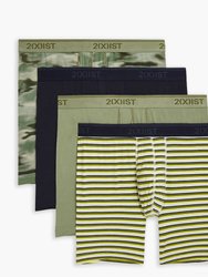 Cotton Stretch 6" Boxer Brief 3+1 Bonus Pack - Hazy Camo/Navy Blazer/Matte Green/Stripe