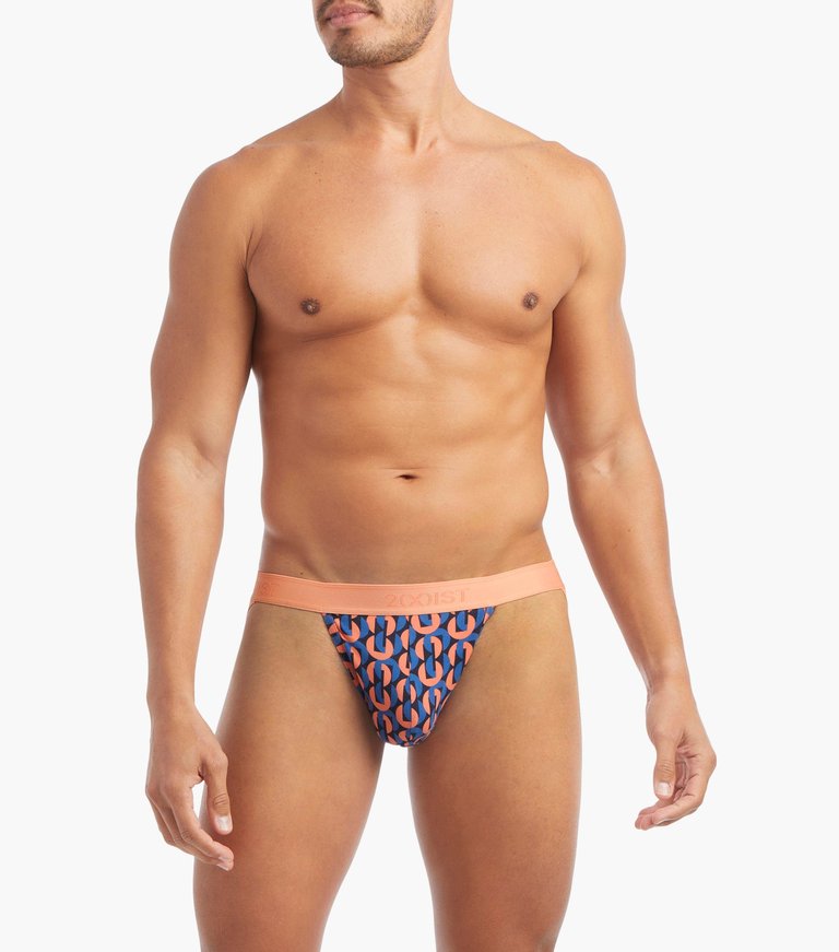 Cotton Stretch Jock Strap 3-Pack - Dark Blue/Circle Geo/Coral Chic