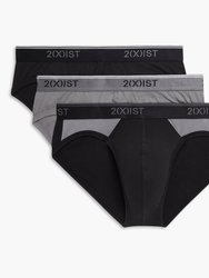 Cotton Stretch No-Show Brief 3-Pack - Black Beauty/Castleock/Colorblock - Black Beauty/Castleock/Colorblock