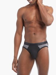 Cotton Stretch No-Show Brief 3-Pack - Black Beauty/Castleock/Colorblock