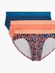 Cotton Stretch No-Show Brief 3-Pack - Dark Blue/Circle Geo/Coral Chic - Dark Blue/Circle Geo/Coral Chic