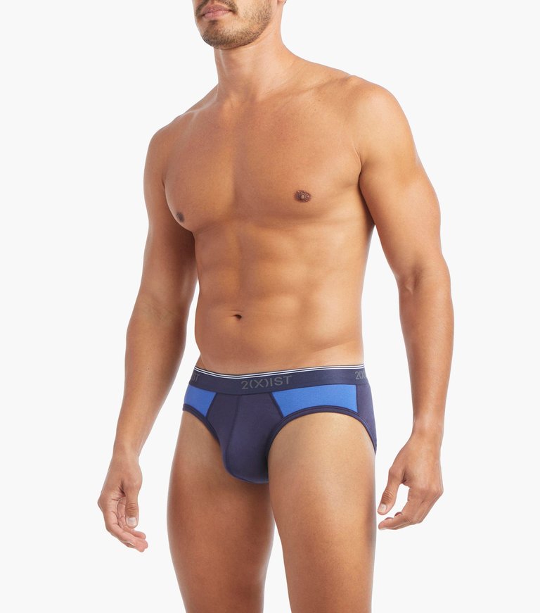 Cotton Stretch No-Show Brief 3-Pack - Dazzling Blue/Eclipse/Colorblock