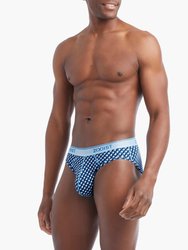 Cotton Stretch No Show Brief 3+1 Bonus Pack - Printed Stripe/Navy Blazer/Turquoise/Geo X Print