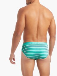 Cotton Stretch No Show Brief 3+1 Bonus Pack - Printed Stripe/Navy Blazer/Turquoise/Geo X Print