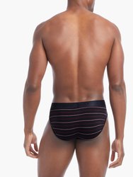 Cotton Stretch No Show Brief 3+1 Bonus Pack - Watercolor Tile/Navy Blazer/Bittersweet/Yd Stripe