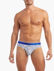 Cotton Stretch No Show Brief 3+1 Bonus Pack - Watercolor Tile/Navy Blazer/Bittersweet/Yd Stripe