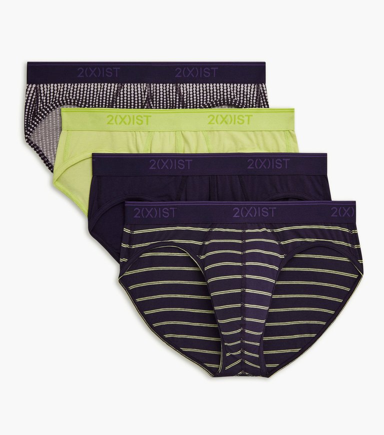 Cotton Stretch No Show Brief 3+1 Bonus Pack - Ombre Dot, Shadow Lime, Astral Aura, Stripe_96139