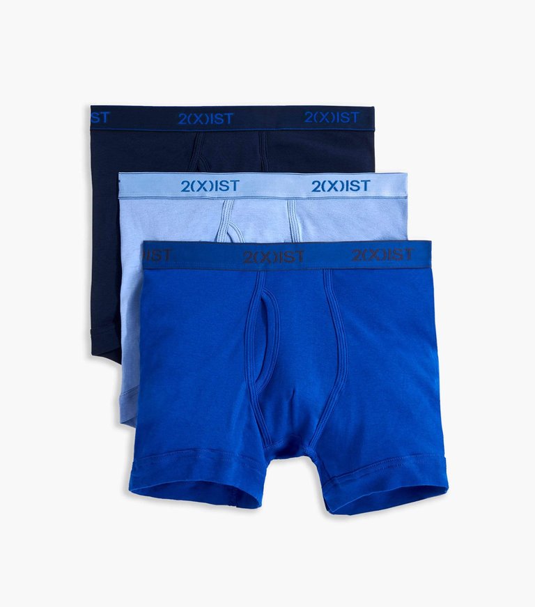 Essential Cotton Boxer Brief 3-Pack - Navy/Cobalt/Porcelain - Navy/Cobalt/Porcelain