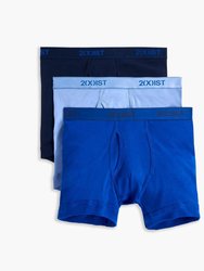 Essential Cotton Boxer Brief 3-Pack - Navy/Cobalt/Porcelain - Navy/Cobalt/Porcelain