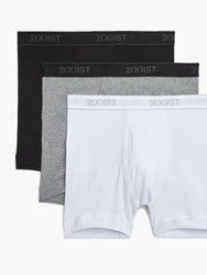 Essential Cotton Boxer Brief 3-Pack - Wht/Blk/Hgy - Wht/Blk/Hgy