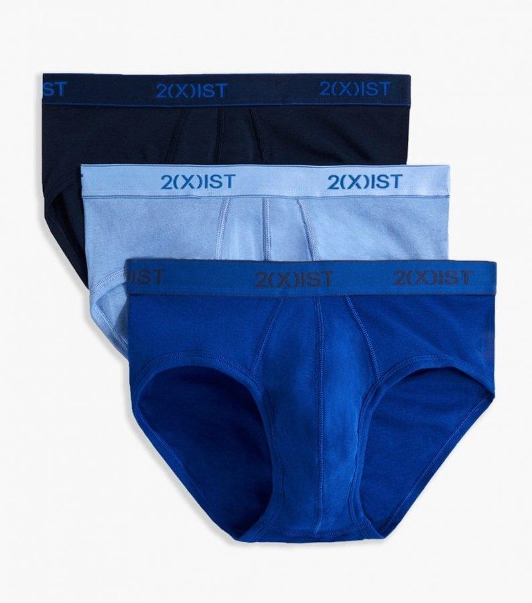 Essential Cotton Contour Pouch Brief 3-Pack - Navy/Cobalt/Porcelain - Navy/Cobalt/Porcelain