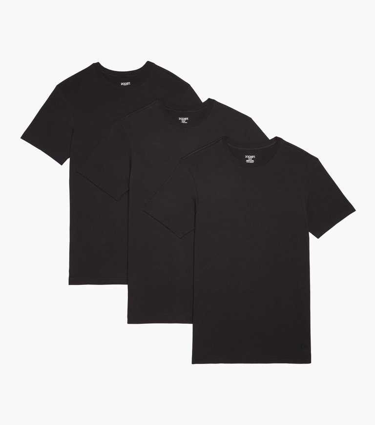 Essential Cotton Crewneck T-Shirt 3-Pack - Black