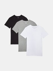 Essential Cotton Crewneck T-Shirt 3-Pack - Wht/Blk/Hgy