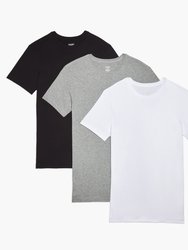Essential Cotton Crewneck T-Shirt 3-Pack - Wht/Blk/Hgy