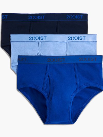 2(X)IST Essential Cotton Fly Front Brief 3-Pack - Navy/Cobalt/Porcelain product