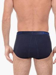 Essential Cotton Fly Front Brief 3-Pack - Navy/Cobalt/Porcelain