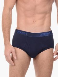 Essential Cotton Fly Front Brief 3-Pack - Navy/Cobalt/Porcelain