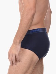 Essential Cotton Fly Front Brief 3-Pack - Navy/Cobalt/Porcelain