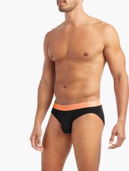 Essential Cotton No-Show Brief 3-Pack - Black Aruba Blue/Black Blue Bell/Black Peach Pie