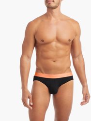 Essential Cotton No-Show Brief 3-Pack - Black Aruba Blue/Black Blue Bell/Black Peach Pie