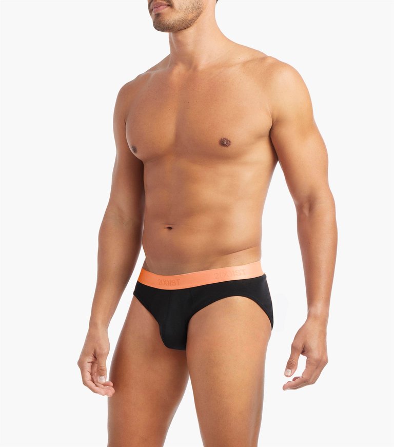 Essential Cotton No-Show Brief 3-Pack - Black Aruba Blue/Black Blue Bell/Black Peach Pie