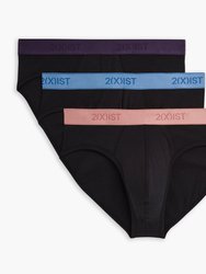 Essential Cotton No-Show Brief 3-Pack - Blk with Tattoo/Blk with Top O Morn/Blk with Pressed Rose