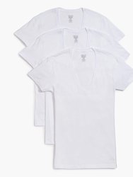 Essential Cotton Slim Fit Deep V-Neck T-Shirt 3-Pack - White