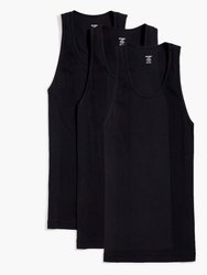 Essential Cotton Tank Top 3-Pack - Black