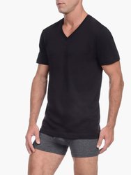Essential Cotton V-Neck T-Shirt 3-Pack - Black