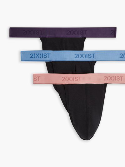 2(X)IST Essential Cotton Y-Back Thong 3-Pack - Blk With Tattoo/Blk With Top O Morn/Blk With Pressed Rose product