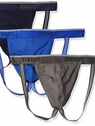 Men'S 3-Pack Stretch Core Jockstraps - Eclipse/Lead/Dazzling Blue