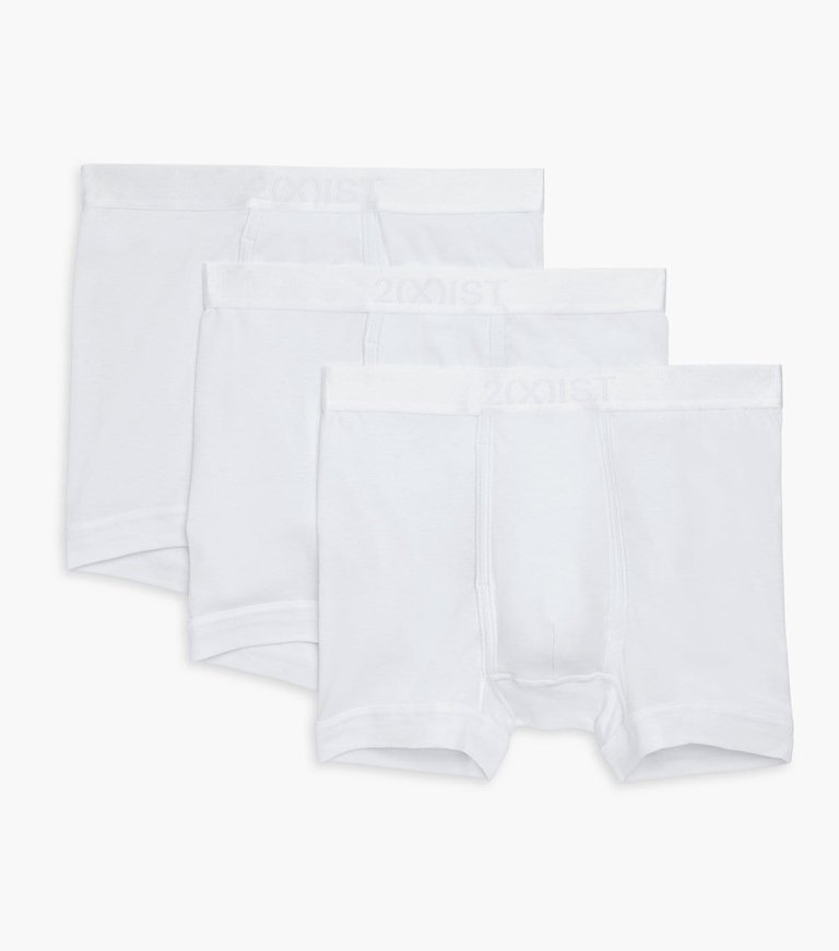 Pima Cotton Boxer Brief (3-Pack) - White - White