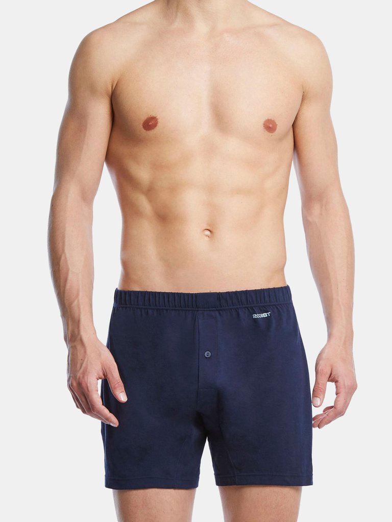 Pima Cotton Knit Boxer - Navy Blazer