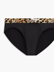 Sliq Brief - Black Beauty With Mixed Leopard