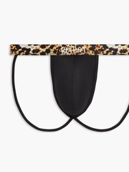 Sliq Jock Strap - Black Beauty With Mixed Leopard