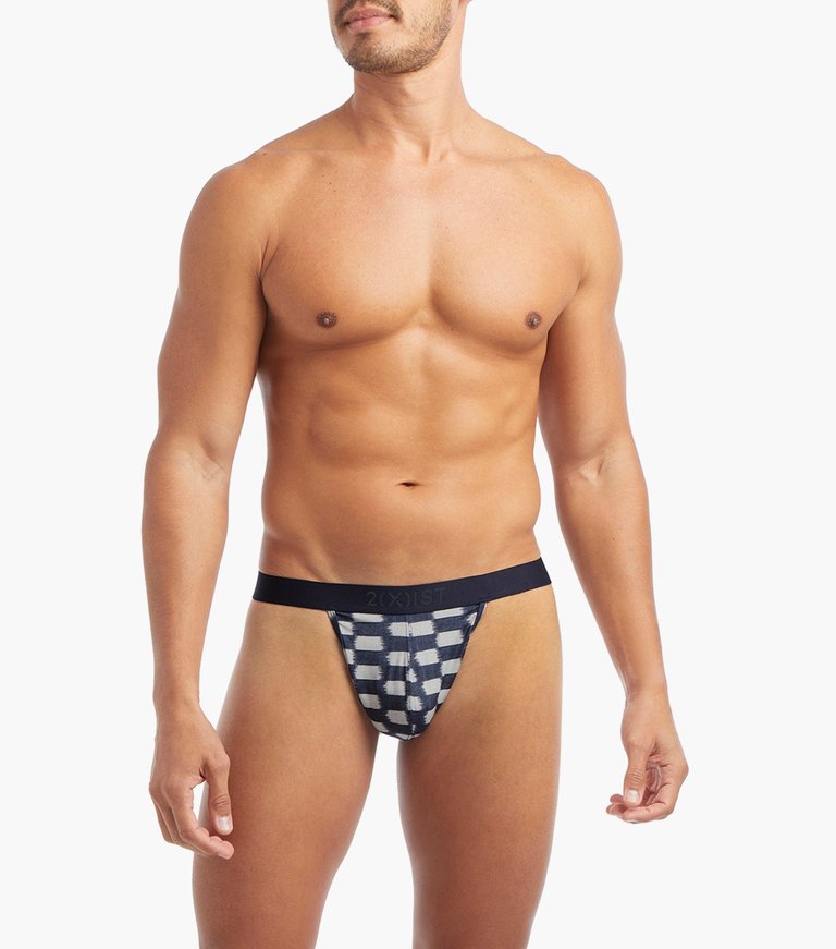 Sliq Micro Y-Back Thong - Indigo Jacquard