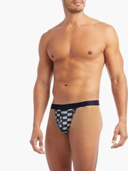 Sliq Micro Y-Back Thong - Indigo Jacquard