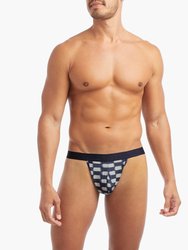 Sliq Micro Y-Back Thong - Indigo Jacquard