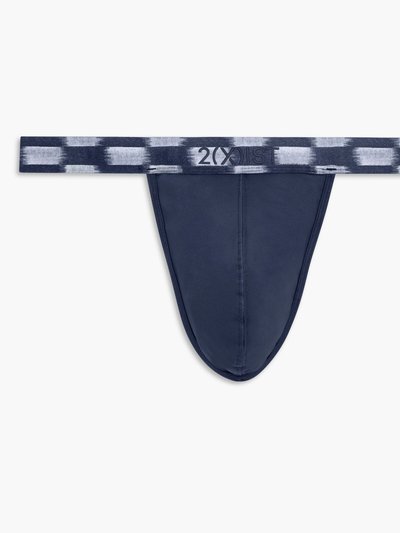 2(X)IST Sliq Micro Y-Back Thong - Navy Blazer With Indigo Jacq Waistband product